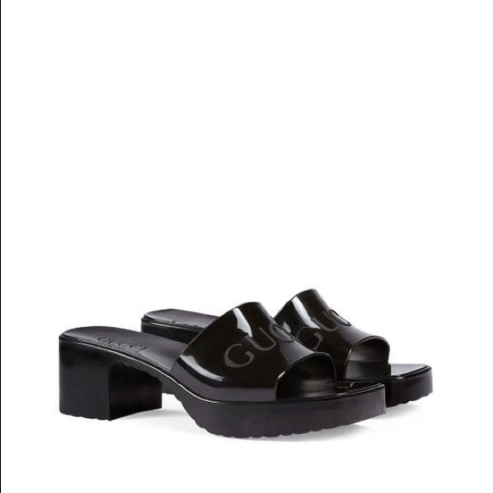Gucci Black Rubber Slide Sandal Sz. 36